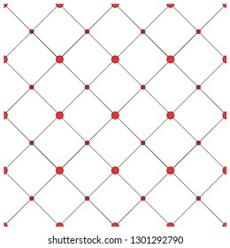 Vector - Seamless pattern of black line and red circle on white background. Modern style texture. Geometric shape. Can be use for fabric, paper, print or tile.