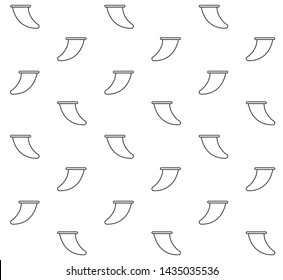 Vector seamless pattern of black line surf board fin isolated on white background 