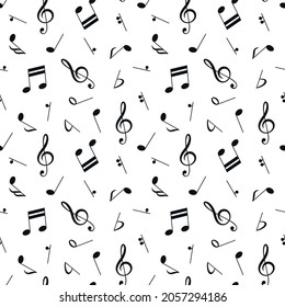 Vector seamless pattern with black music notes