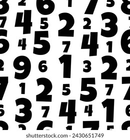 Vector seamless pattern with black numbers on a white background
