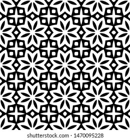 Vector seamless pattern black on white. Abstract background for print on fabric.