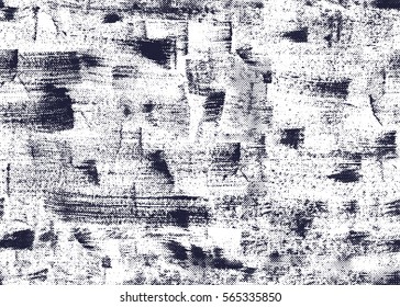 Vector Seamless Pattern with Black Paint stripes. Texture with Grunge Elements dry border in black