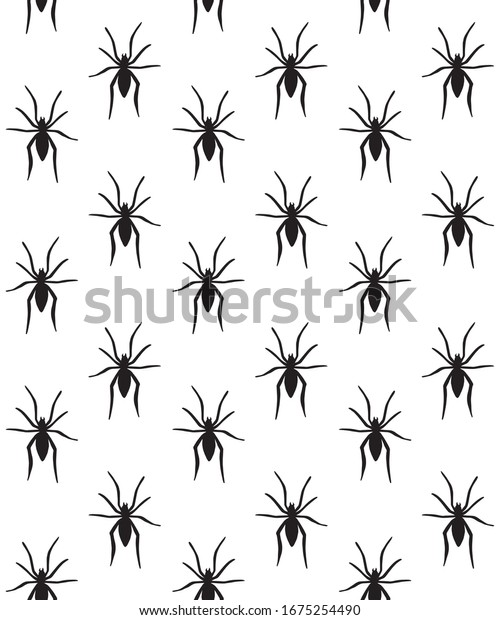 Vector Seamless Pattern Black Spider Silhouette Stock Vector Royalty