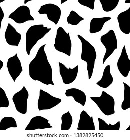 Vector seamless pattern with black spots on white background. Abstract, modern print