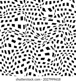 Vector of seamless pattern with black square on white background,curved surface