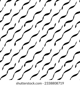 Vector seamless pattern with black wavy lines