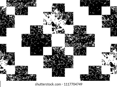 Vector seamless pattern with black and white cross. Abstract background made using of brush smears. hand drawn texture. Modern stylish texture. Repeating geometric tiles with crosses