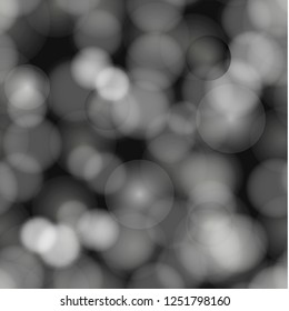 Vector Seamless Pattern, Black and White Monochrome Background, Bokeh Lights, Abstract Backdrop.