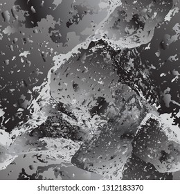 Vector seamless pattern black and white stone texture.