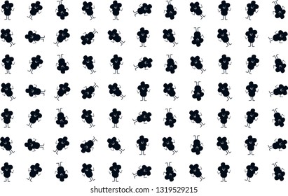  Vector seamless pattern with black and white: funny peanuts in a hat.