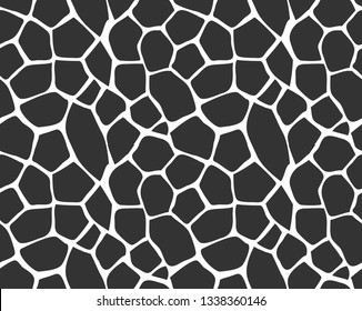 Vector seamless pattern of black and white giraffe fur print background