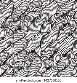 Vector seamless pattern with black and white skeins.