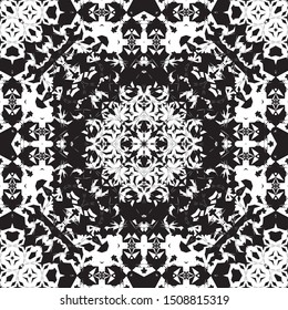 Vector Seamless pattern black and white ornaments backgrounds