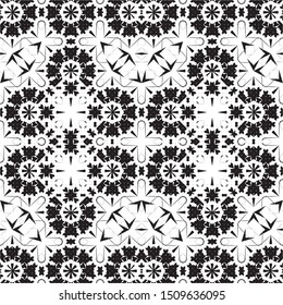 Vector Seamless pattern black and white ornaments backgrounds geometric decoration