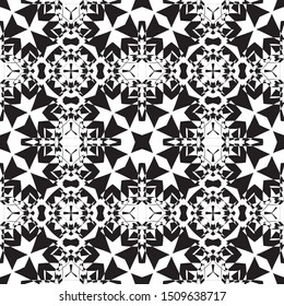 Vector Seamless pattern black and white ornaments backgrounds geometric decoration