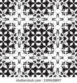 Vector Seamless pattern black and white ornaments backgrounds geometric decoration