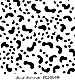 Vector Seamless pattern. Black and White Organic Shapes. Messy Spots Texture.