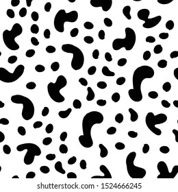 Vector Seamless pattern. Black and White Organic Shapes. Messy Spots Texture.