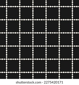 Vector seamless pattern. Black and white ornament texture with simple geometric figures. Monochrome illustration of mesh, lattice. Repeatable abstract background. Design for print, decoration, cover