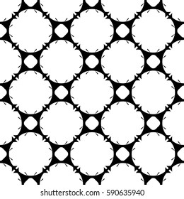 Vector seamless pattern, black & white monochrome geometric texture. Illustration of rounded lattice, mesh. Abstract endless background, repeat tiles. Design for decor, textile, cover, stationery, web