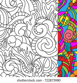 Vector seamless pattern in black and white for adult coloring book. Can use for print , coloring and card design