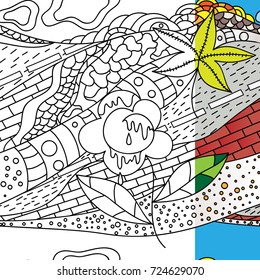 Vector seamless pattern in black and white for adult coloring book. Can use for print , coloring and wallpaper