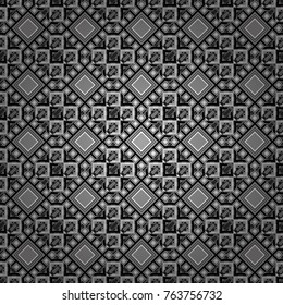 Vector seamless pattern in black, white and gray colors. Abstract brushed squares textured background.