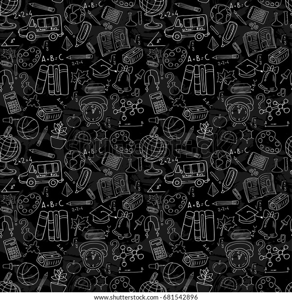 Vector Seamless Pattern Blackboard Doodle Drawings Stock Vector ...