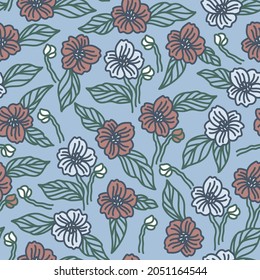 Patrón vectorial sin fisuras con flores en flor