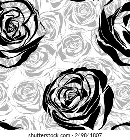 vector seamless pattern with blooming roses 