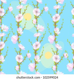 Vector seamless pattern with blossom tree