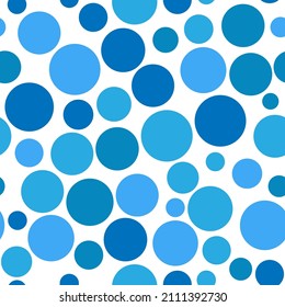 Vector seamless pattern of blue circles. Polka dots texture.