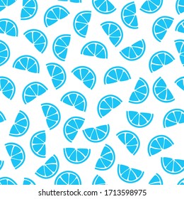 Vector Seamless pattern with blue citrus slice. Fruit Summer doddle illustration. Digital paper for wallpaper, scrapbooking, textile , wrapping.