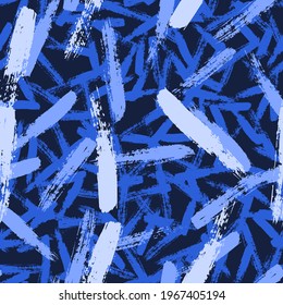 Vector seamless pattern with blue colored brush stroke print, wallpaper, wrapping paper, notebooks, textile, illustration, pillow, sport clothes