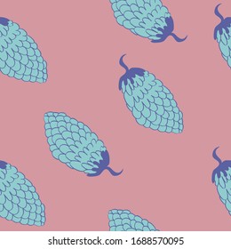 Vector seamless pattern with blue cones on pink background