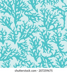 Vector seamless pattern with blue coral. Good for textile, wallpapers, paper for art and craft.