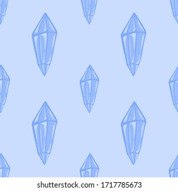 Patrón velero con cristales azules. Fondo azul con cristal.  