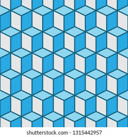 vector seamless pattern of blue cubes with lines