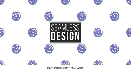 Vector seamless pattern with blue dot. Beautiful background for party, greeting paper card or banner. Hand drawn fashion sketch style. Objects on white backdrop.