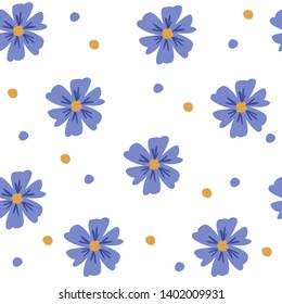 vector seamless pattern with blue flowers isolated on white background. it can be used as Wallpaper, background, print, textile design, notebooks, phone cases, packaging paper, and more.