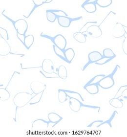 Vector Seamless Pattern with Blue Glasses