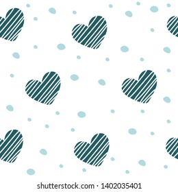 vector seamless pattern with blue hearts on white background. it can be used as wallpaper, background, print, textile design, notebooks, phone cases, packaging paper, and more.
