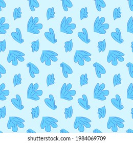 Vector seamless pattern blue leaves, plant. Background illustration, decorative design for fabric or paper. Ornament modern