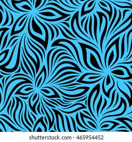 Vector seamless pattern. Blue modern stylish texture. Floral abstract background.