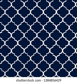 Vector seamless pattern of blue mozaic. Moroccan-inspired tiles