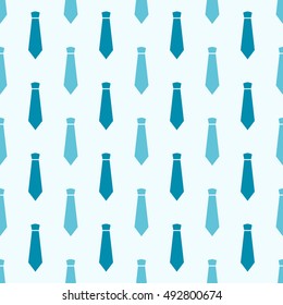 Vector seamless pattern with blue neckties. Male hipster background. Fashion pattern for print, wrapping paper