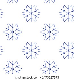 Vector seamless pattern with blue snowflakes. Winter pattern for fabric, wrapping paper, background, texture.