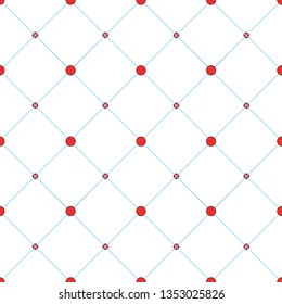 Vector - Seamless pattern blue square and red dot on white background. Modern style. Geometric shape. Can be use for fabric, paper, print , tiles or wrapping. 