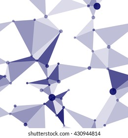 Vector seamless pattern. Blue triangles abstract ornament on white background.