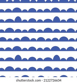 Vector seamless pattern of blue waves on a transparent background.